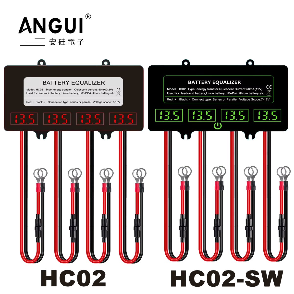 Battery Equalizer Balancer - ANGUI 12/24/36/48V HC02 Dokunmatik Anahtarlı Akü